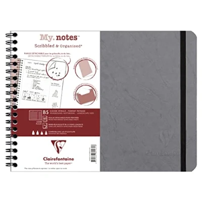 Abbildung von Clairefontaine 782465C Age Bag My.Notes Spiralbuch mit abtrennbaren Rändern, 25x19cm, 60 Blatt 90g liniert Grau, 1 Stück