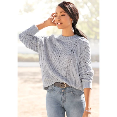 Abbildung von Lascana Christiane Strickpullover, Damen, Größe: 32/34, Bleu