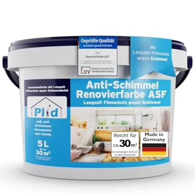 Abbildung von Premium Anti Schimmelfarbe Schimmelschutz Feuchtraumfarbe Weiß