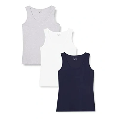 Abbildung von Berydale Damen Bd161 Top, Weiß/Hellgrau Melange/Dunkelblau, XS EU