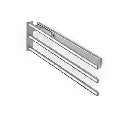 Abbildung von Emuca Ausziehbarer Handtuchhalter, 3 Arme, handtuchauszug küche oder bad, 440 mm, Aluminium, Matt eloxiert