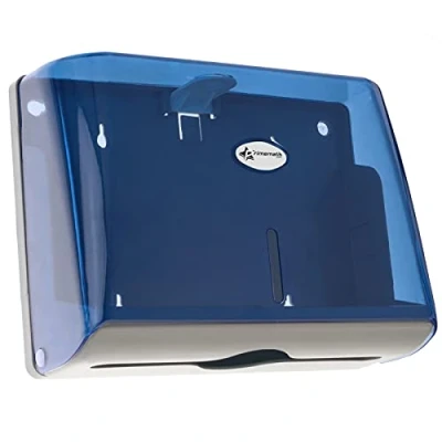 Abbildung von PrimeMatik Papiertuchspender für hygienische Einzeltuchentnahme. Toilettenpapierhalter Handtuchspender in blau