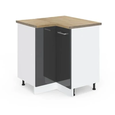 Abbildung von Vicco Eckschrank R Line, Anthrazit Hochglanz/Weiß, 75.6 cm, AP Eiche