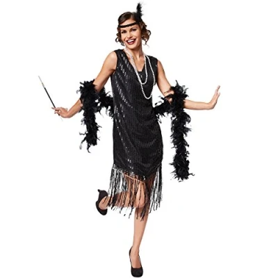 Abbildung von tectake dressforfun Frauenkostüm Jazz Elegantes Paillettenkleid Inkl. Haarband mit Feder (XXL Nr. 301579)