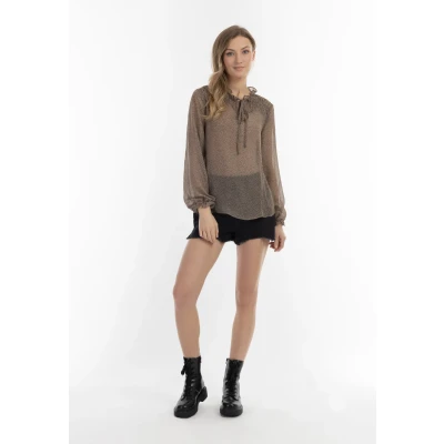 Abbildung von Dreimaster Bluse, Damen, Größe: 40, Oliv wollweiss