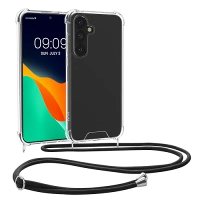 Abbildung von kwmobile Necklace Case kompatibel mit Samsung Galaxy S25 Plus Hülle Silikon Cover Handykette Band Handyhülle Transparent