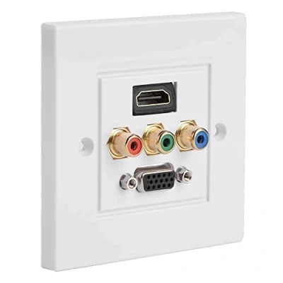 Abbildung von Verteilung und Organisation Multimedia Wandplatten Steckdosenleiste, VBESTLIFE Composite HDMI VGA 3RCA USB Audio Video Adapterbuchse Kabelsteckdose, Größe 85 mm x