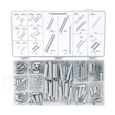 Abbildung von 200 Stück Feder Sortiment Set Kit, Zugfedern, Schwingfeder, Edelstahl Druckfeder, Stahlfedern mit Box
