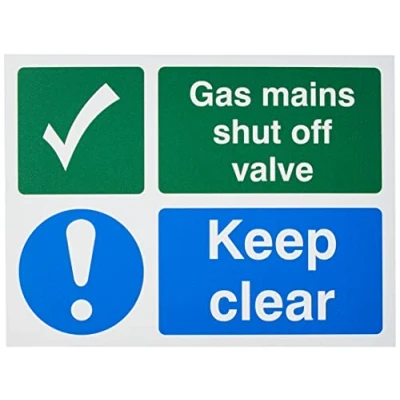 Abbildung von Seco Schild &quot;Gas Mains Shut Off Valve&quot;, 200 mm x 150 mm, 1 halbstarrer Kunststoff