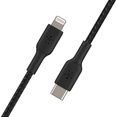 Abbildung von Lightning auf USB C Kabel Braided von Belkin Schwarz Stoff