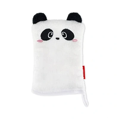 Abbildung von Legami Waschhandschuh, wiederverwendbar, weicher Stoff, entfernt Gesichts Make up, waschbar, hypoallergen, umweltfreundlich, 12 x 19 cm, Panda Motiv
