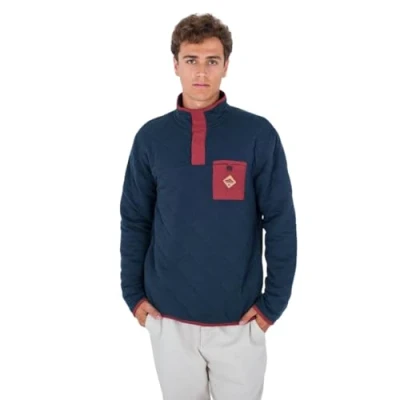 Abbildung von Hurley Herren Middleton Stepp Fleece, 1/4 Reißverschluss, mit Druckknöpfen Pullover Sweater, Armored Navy, M