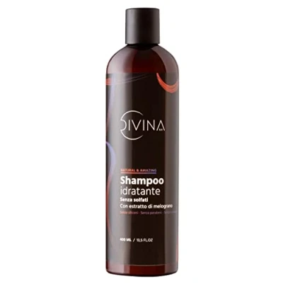 Abbildung von Feuchtigkeitsspendendes Shampoo für gewelltes, lockiges, supergelocktes, Afro Haar Natural&amp;Amazing von DIVINA BLK mit Granatapfelextrakten (400ml)