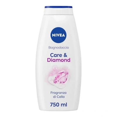Abbildung von NIVEA Duschbad Care &amp; Diamond 750 ml, Reinigungs und Feuchtigkeitscreme, Duschcreme angereichert mit Vitaminen C, E pflegenden Ölen blumigem Duft von Calla
