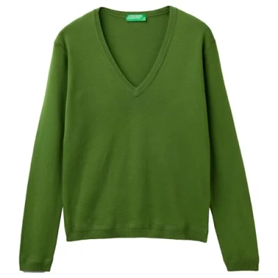 Abbildung von United Colors of Benetton Vneck IN PURE Strickpullover, Damen, Größe: Medium, Green