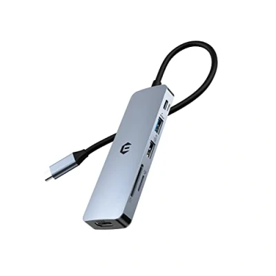 Abbildung von USB C Hub, 6 in 1 Adapter für MacBook Air/Pro, Dual Display 4K HDMI Dockingstation (USB A 3.0, 100W PD, SD/TF Steckplatz) Typ Splitter iMac, iPad Pro, Dell, HP