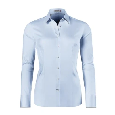 Abbildung von Vincenzo Boretti Tailliert Stretch Hemdbluse, Damen, Größe: 40, Eisblau