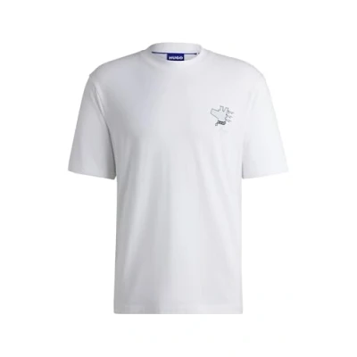 Abbildung von HUGO Nagulop Tshirt print, Herren, Größe: Large, White