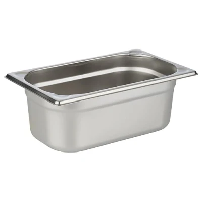 Abbildung von APS 81404 GN 1/4 Behälter, rostfreier Gastronormbehälter Edelstahl, Abmessungen 265 x 160 mm/Höhe 100 mm/Volumen 2,8 Liter