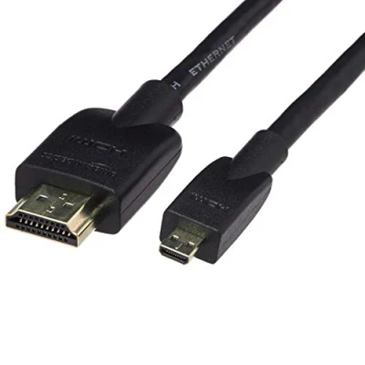 Abbildung von Amazon Basics Flexibles Verbindungskabel, Micro HDMI auf HDMI, 1.8 m, Schwarz