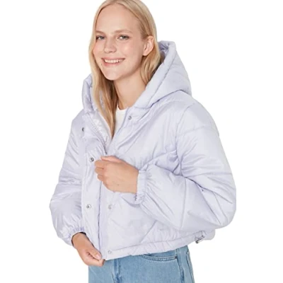 Abbildung von Trendyol Damen Oversize Puffer Plain Webstoff Winterjacke Coat, Lila, XS EU