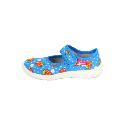 Abbildung von Beck Erdbeere Hausschuh für Kinder, Größe: 35, Blau Schuhe
