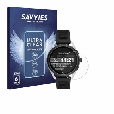 Abbildung von Savvies 6 Stück Schutzfolie für Emporio Armani Connected Smartwatch 3 Displayschutz Folie Ultra Transparent
