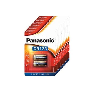 Abbildung von Panasonic CR123 zylindrische Lithium Batterie für leichte Geräte mit hohem Energiebedarf wie Rauchmelder, Alarmanlage, Stirnplampe, Kameras, 3V, 10 Packungen (20 Stück)