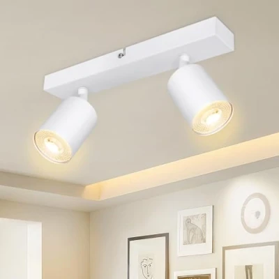 Abbildung von Dehobo LED Deckenstrahler Schwenkbar 350 2 Flammig Deckenleuchte GU10, Wandstrahler Weiß, Spotlight Lampe Deckenlampe für Wohnzimmer Schlafzimmer Küche, Nein GU10 Leuchtmittel