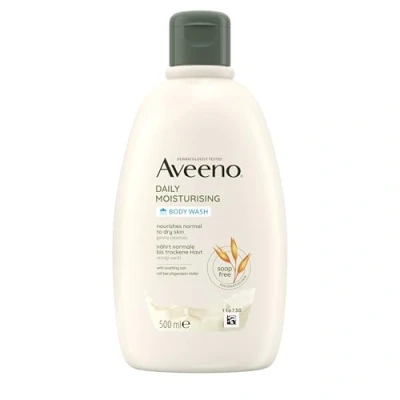 Abbildung von Aveeno Daily Moisturising seifenfreies Duschgel (500ml) vegane Hautpflege Pflegedusche für normale bis trockene, empfindliche Haut mit beruhigendem Hafer