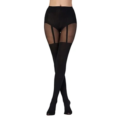 Abbildung von Pretty Polly Damen Suspender Tights Strumpfhose, 40 DEN, Schwarz (Black Black), One Size (Herstellergröße: OS) (1er Pack)