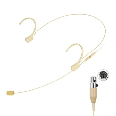 Abbildung von KIMAFUN Headset Mikrofon Professionelles Ohrhörer Kondensatormikrofon zum Über Ohr Hängen, Kompatibel mit SHU_RE Wireless System Bodypack Sender, Beige, Mini XLR TA4F, HC 810 D4