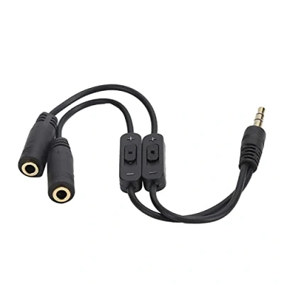 Abbildung von Dilwe Kopfhörer Splitter 3,5 mm Audio Stereo Y Verlängerungskabel Paar Konverterkabel Stecker auf Buchse Dual Kopfhörerbuchsen Adapter mit Schalter