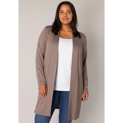 Abbildung von BASE Level Curvy Cover UPS AYLA LONG Strickjacke, Damen, Größe: 54/56, Dark taupe