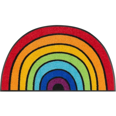 Abbildung von wash+dry by Kleen Tex Fußmatte &quot;Round Rainbow&quot;, halbrund, Schmutzfangmatte, Motiv Regenbogen, In und Outdoor geeignet, waschbar