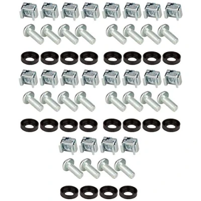 Abbildung von 20 x Montageschrauben Rackschrauben M6 16 Käfigmutter Käfigmutternset Montagesatz 10&quot; &amp; 19&quot; Schränke Netzwerk Schrauben Rack Käfigmuttern (Rackbebestigung, 5 VPE)