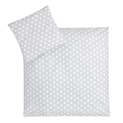 Abbildung von Julius Zöllner Babybettwäsche 100% Baumwolle, Standard 100 by OEKO TEX, made in Germany, Gr. 80x80 + 35x40 cm, Sterne grau