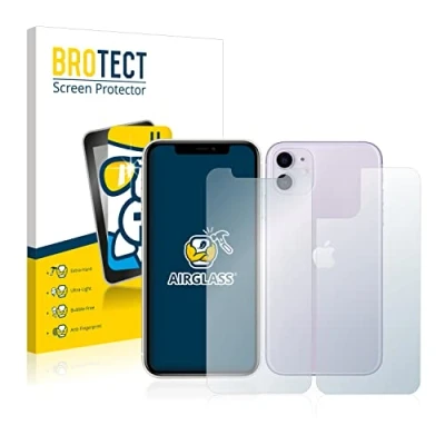 Abbildung von BROTECT Schutzglas für Apple iPhone 11 (Display+Rückseite) Schutzfolie Panzer Folie Glas [Extrem Kratzfest 9H, Anti Fingerprint, Ultra Transparent]