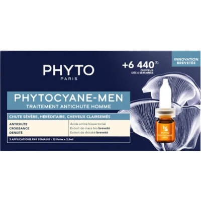 Abbildung von Phyto Phytocyane Behandlung gegen Haarausfall in Ampullen, optimal bei starkem männlichem Haar, 12 Ampullen à 3,5 ml