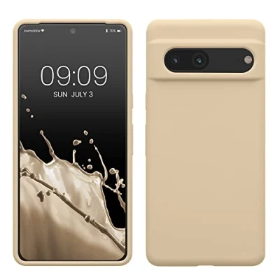 Abbildung von kwmobile Hülle kompatibel mit Google Pixel 7 Silikon Handy Case Handyhülle weiche Oberfläche kabelloses Laden Zuckerguss