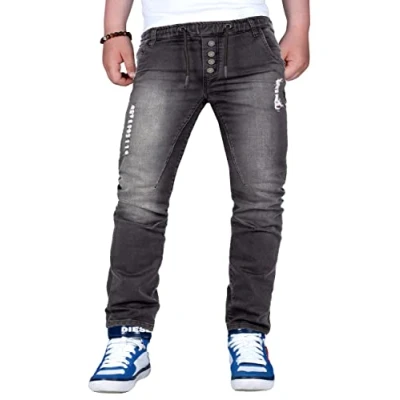 Abbildung von Reichstadt Jeansjeggings Jungen Hose RS105 mit Destroyed Effekten und Kordelzug