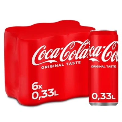 Abbildung von Coca Cola Classic prickelndes Erfrischungsgetränk mit unverwechselbarem Coke Geschmack koffeinhaltiger Softdrink in Einweg Dosen (6 x 330 ml)