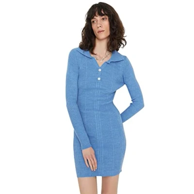 Abbildung von TRENDYOL Damen Midi Shift Regular Dress, Blau, M EU