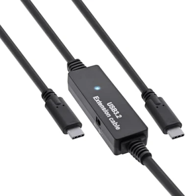 Abbildung von InLine USB 3.2 Gen.1 Aktiv Kabel, C Stecker an Stecker, Reapter Kabel mit Signalverstärkung, Verlängerung, lange Distanzen, für Festplatten, Drucker, Webcams und mehr, 10m, 35671C