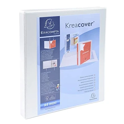 Abbildung von Exacompta 54940E Präsentationsringbuch KreaCover Kunststoffbezug außen und innen. 2 Ring Mechanik DIN A4 Füllhöhe 16 mm ideal für Angebots Unternehmenspräsentationen weiß