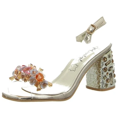 Abbildung von Laura Vita Damen Sandalette transparent und mit Perlen besetzt Marlen_02, Größe:40 EU, Farbe:Gold
