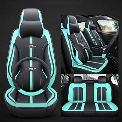Abbildung von Eunncu Autositzbezüge komplettes Set Universal in Stylish Design Schonbezüge für Vordersitze und Rückbank Auto Sitzbezüge Airbag Kompatibel Premium Wasserdicht Sitzbezug, Grün Luxus