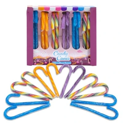 Abbildung von Zuckerstangen essbar 4 verschiedene Sorten 24 Stück Candy Cane Weihnachtsbaum Anhänger zum Essen Christbaum Schmuck Weihnachts Deko Süßigkeiten Bonbon