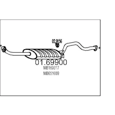 Abbildung von MTS 01.69900 Endschalldämpfer 1540 MITSUBISHI: PAJERO 2