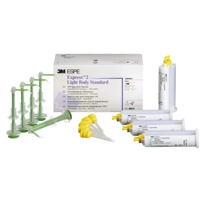 Abbildung von Express 2 light body standard 4 x 50 ml Doppelkartusche, 5 Garant Mischkanülen, Einwegspritzen